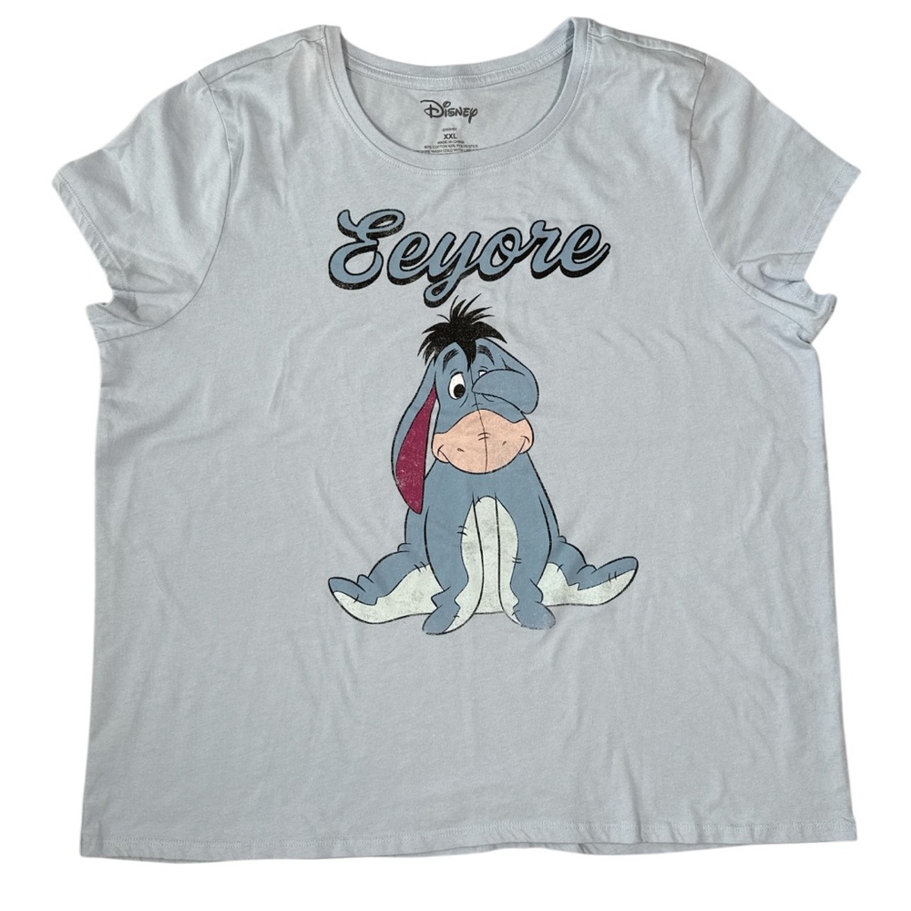Disney Winnie the Pooh Eeyore Light Blue Short Sleeve T-Shirt Women’s Size XXL